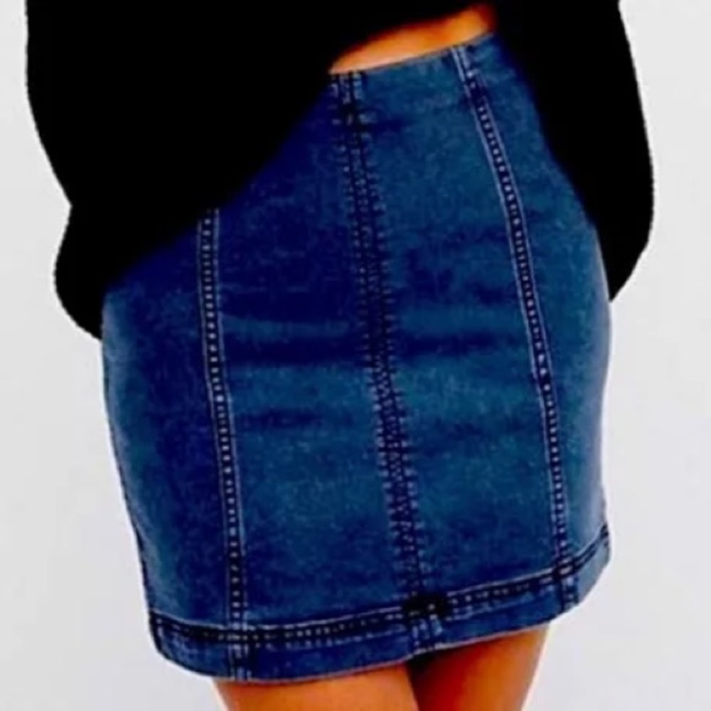 Free People Blue Mini Pencil Skirt Casual